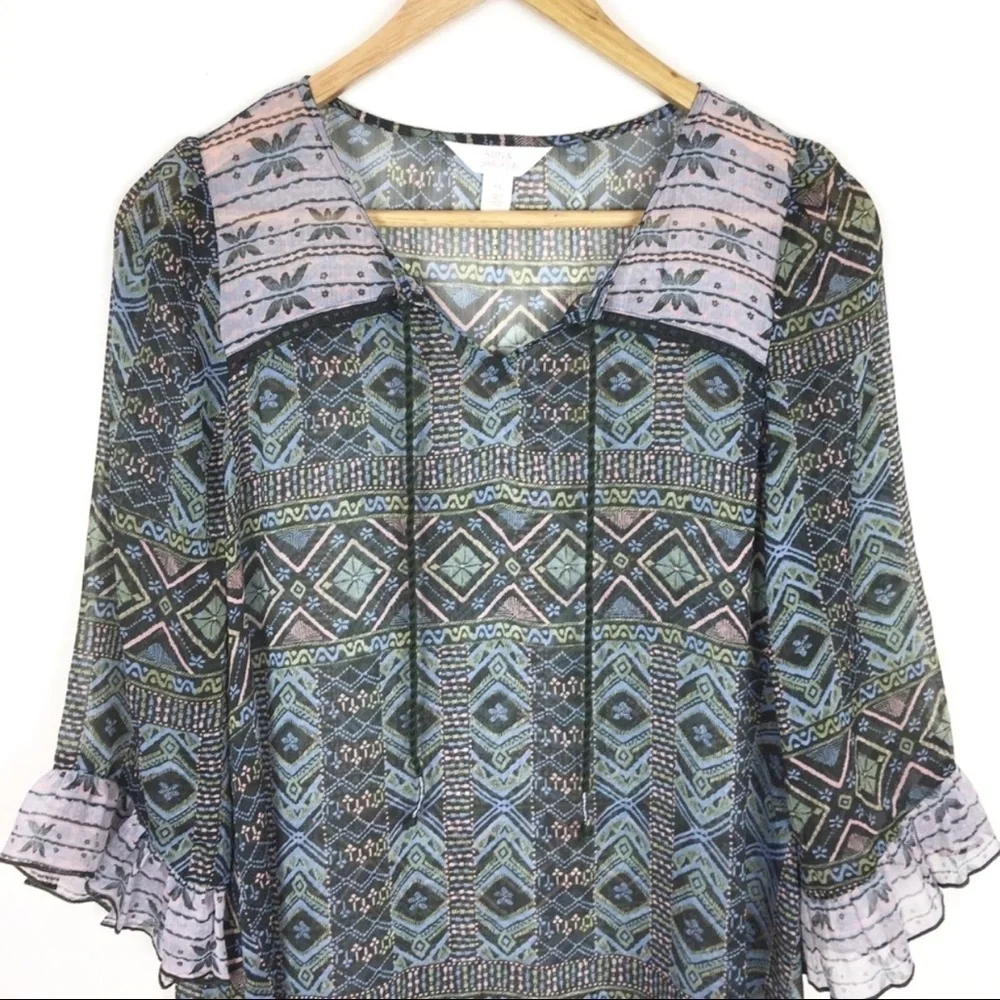 Sun & Shadow Dress Nordstrom Green Blue Women’s Size XS Southwestern Boho